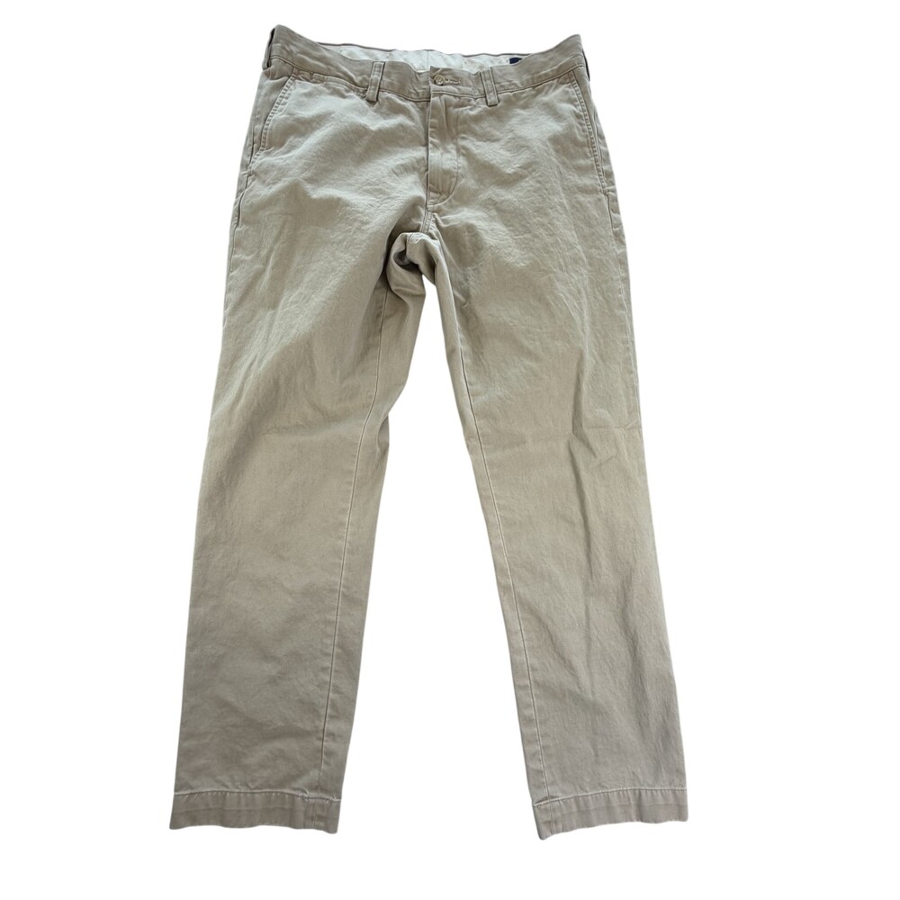 Polo Ralph Lauren Pants Mens FITS 34x31 Beige Slim Fit Cotton Chino Straight Leg
